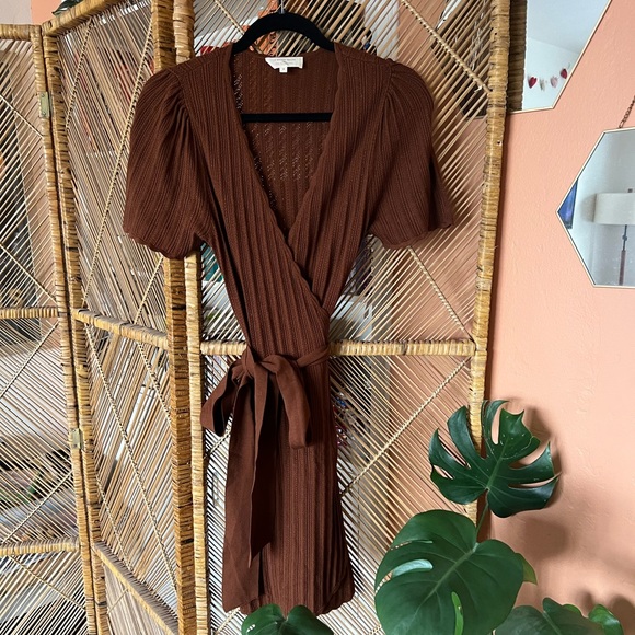 Sezane Brown Ribbed Mini Dress - Picture 3 of 5